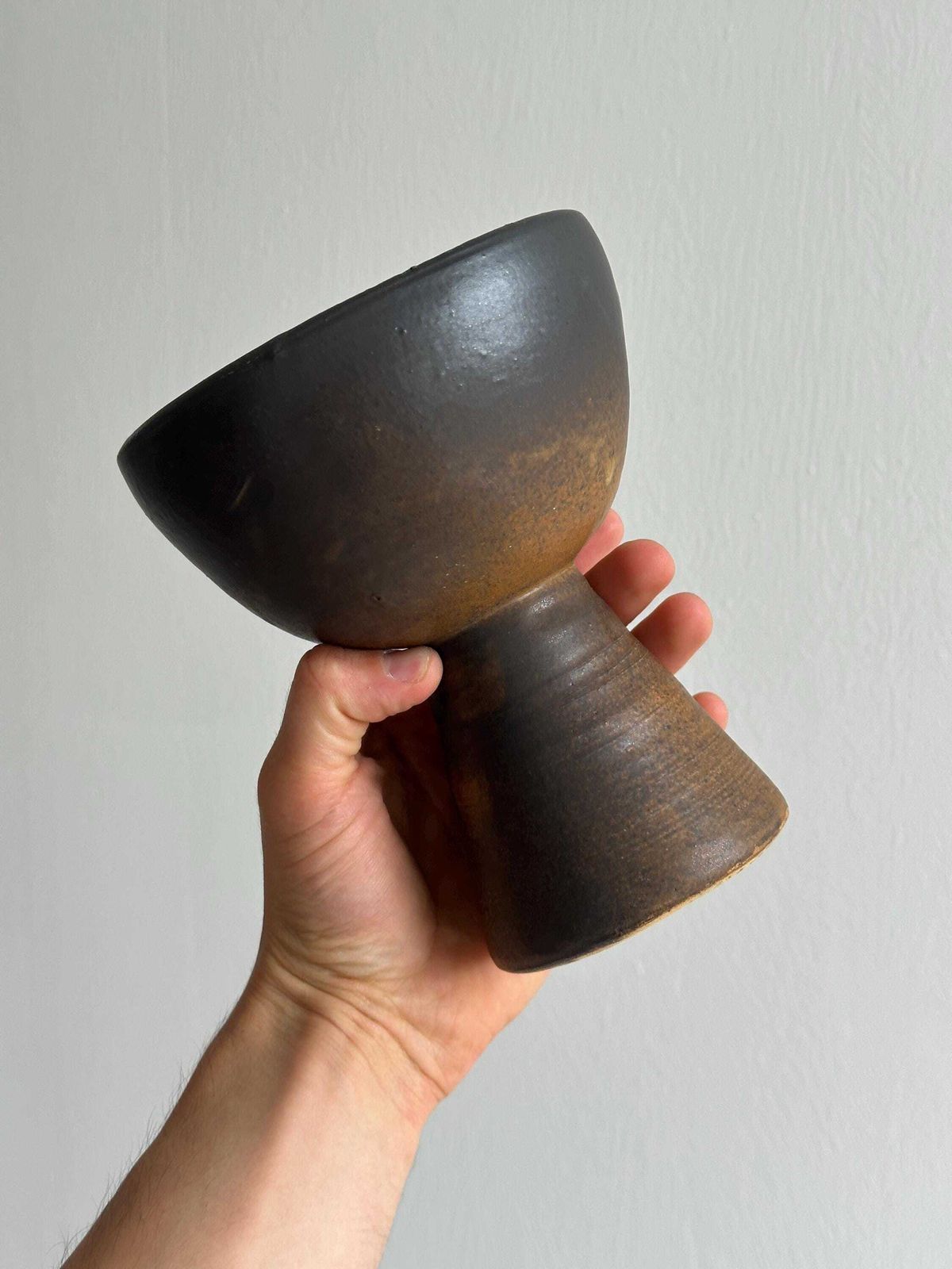 Dark Brown Raw Ceramic Bowl, Sculptural Natural Decoration, Pocket Emptier, Fruit Bowl Or Floral Holder, Wabi Sabi Style photo vintage