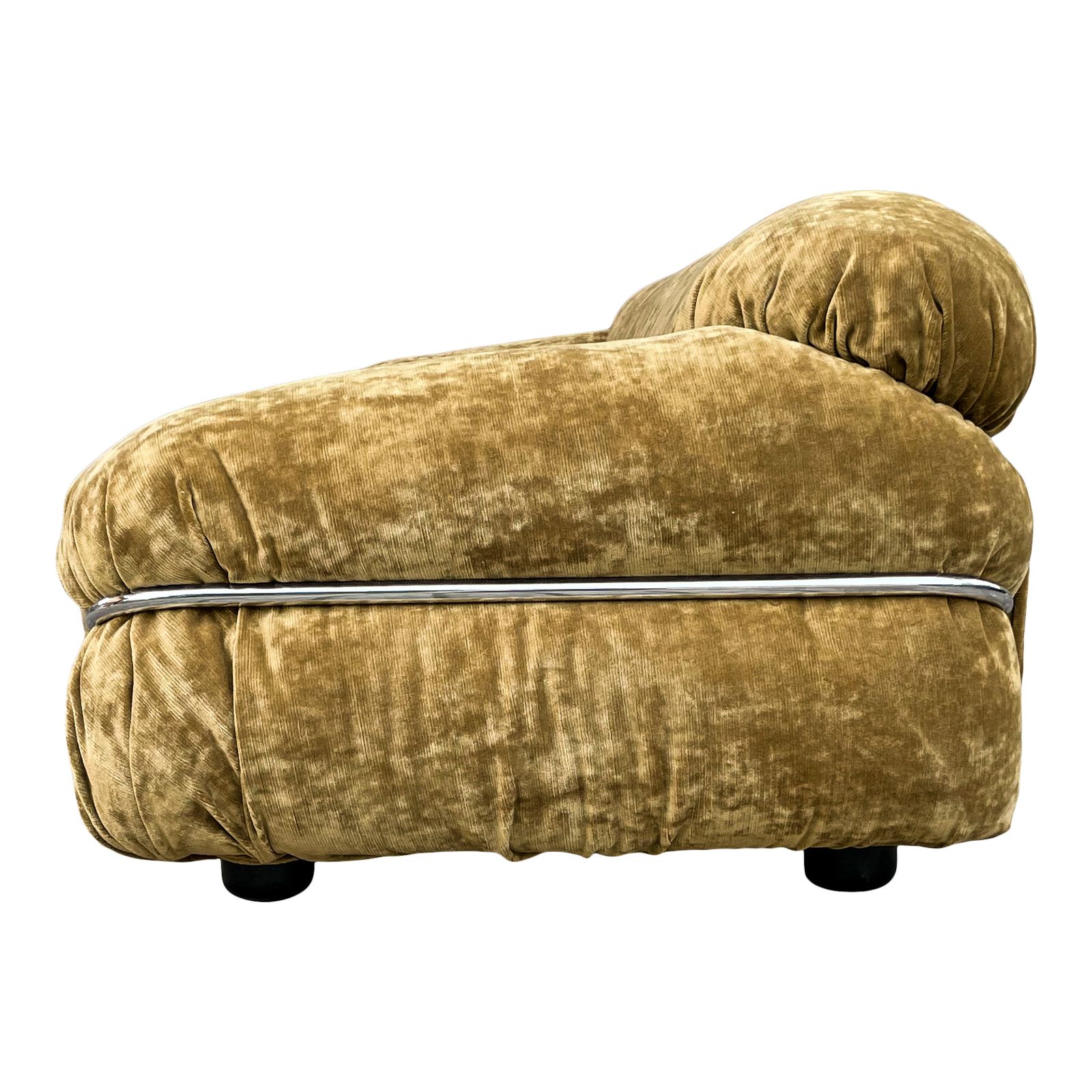 Sesann Three Seater Sofa By Gianfranco Frattini For Cassina, 1970s, Restored In Ocher Yellow Velvet photo for sale