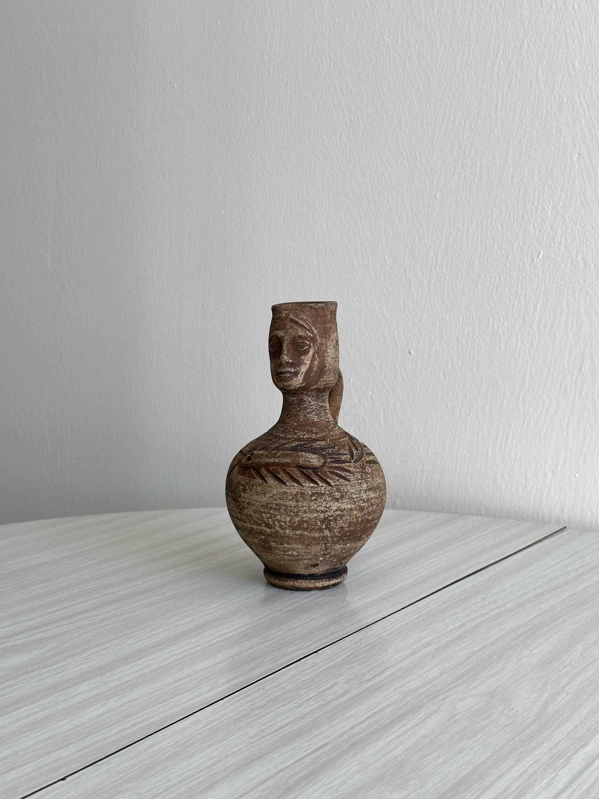 Decorative Vase, Minimalist And Brutalist Style, Wabi Sabi Inspiration, Antique Pottery, Ceramic Woman Face