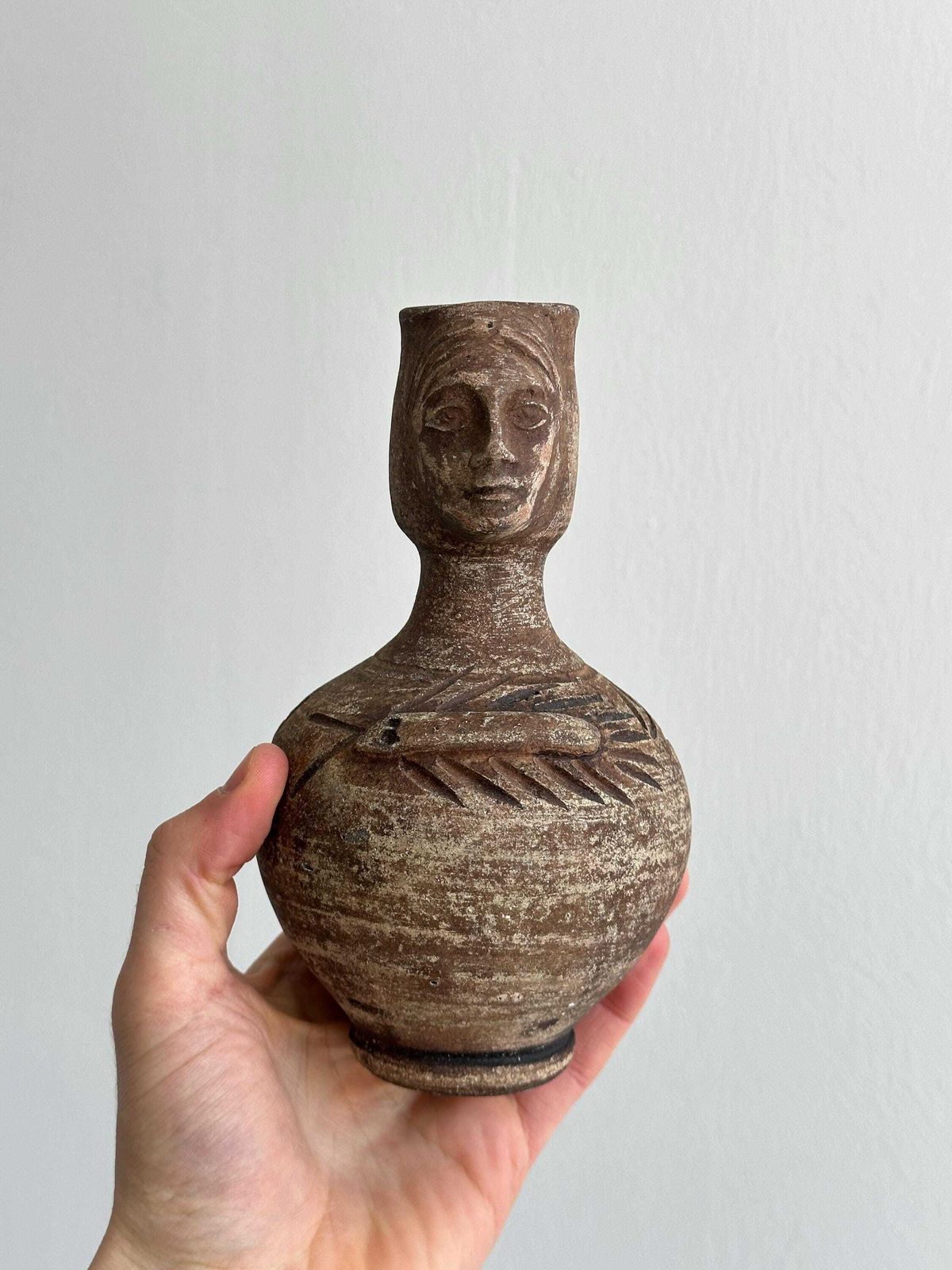 Decorative Vase, Minimalist And Brutalist Style, Wabi Sabi Inspiration, Antique Pottery, Ceramic Woman Face photo 74.0