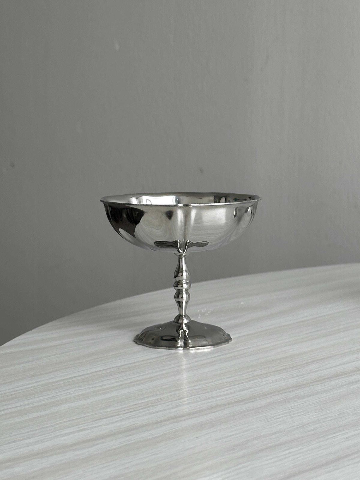 6 Stainless Steel Footed Bowls In The Letang Remy Style, French Manufacture, Metal Tableware, Stainless Steel Bowls, Dessert Service, Vintage Gift photo for sale