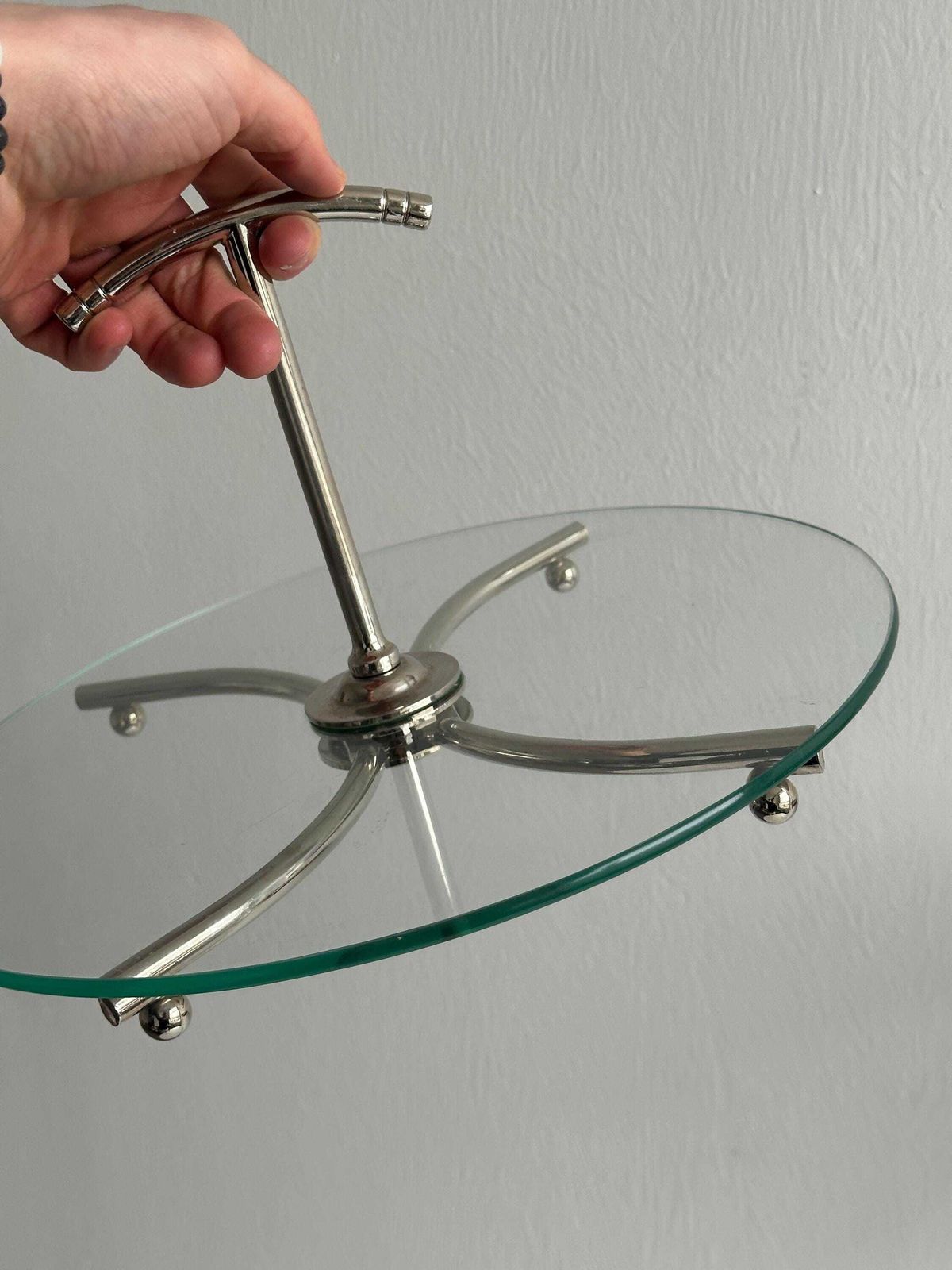 Plateau à fromage en verre et métal argenté, présentation élégante, décoration de table raffinée, art de la table, cadeau, verre épais photo vinterior