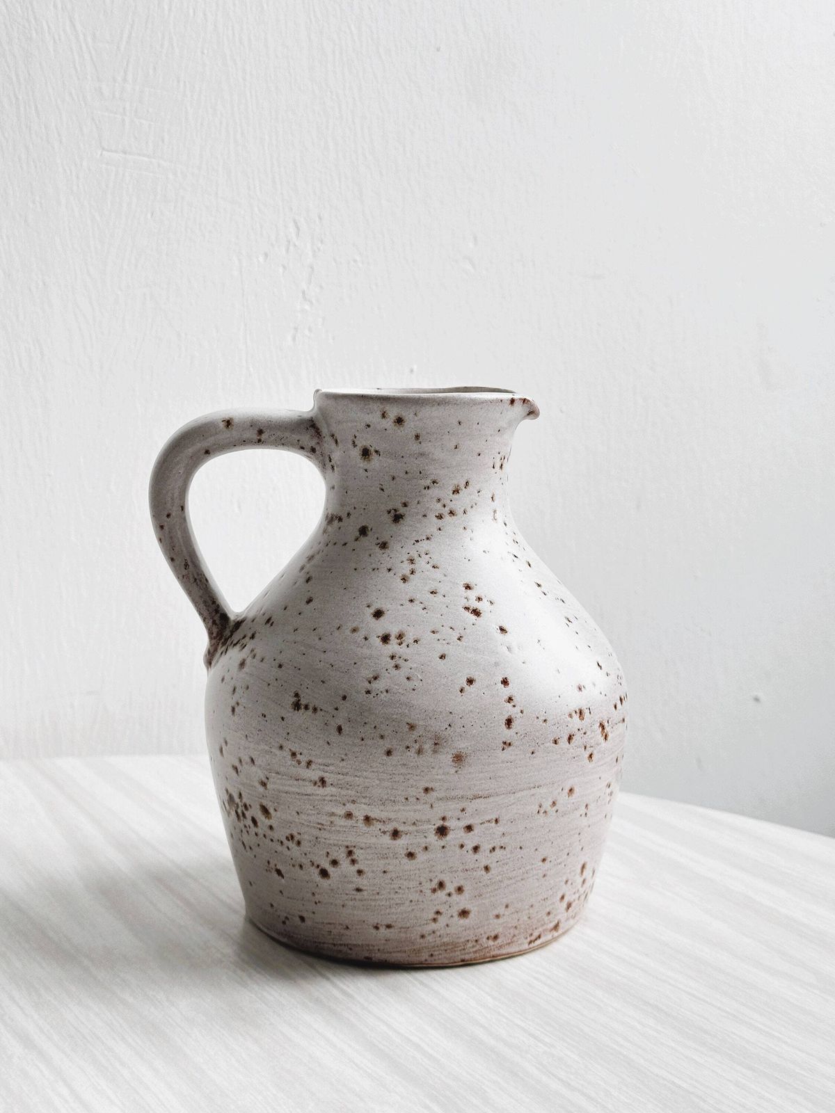 Handcrafted Pitcher, Speckled White Ceramic, Rustic And Minimalist Style, Rustic Jar, Country Decor, Decorative Gift, Country House
