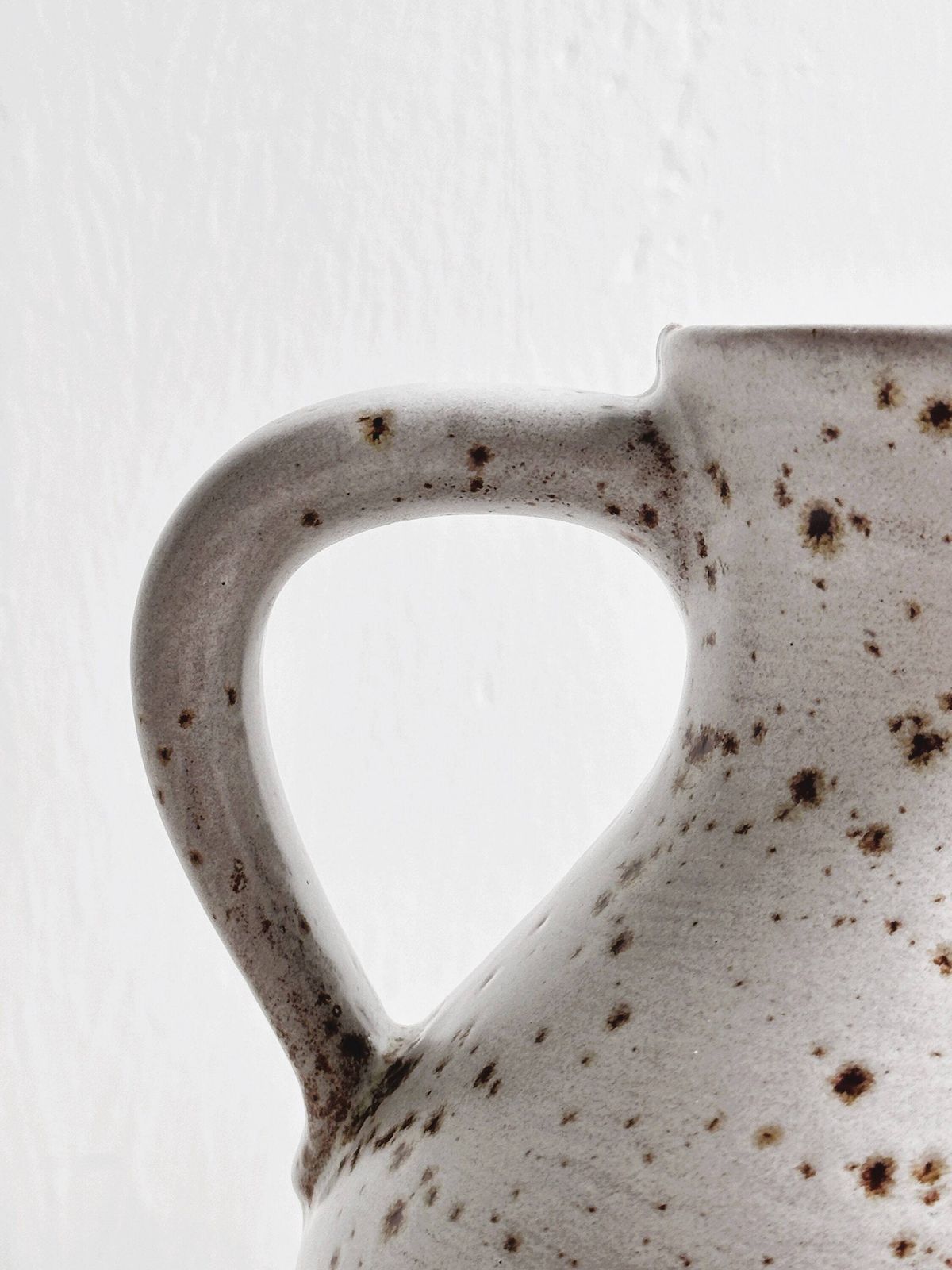 Handcrafted Pitcher, Speckled White Ceramic, Rustic And Minimalist Style, Rustic Jar, Country Decor, Decorative Gift, Country House photo furniture