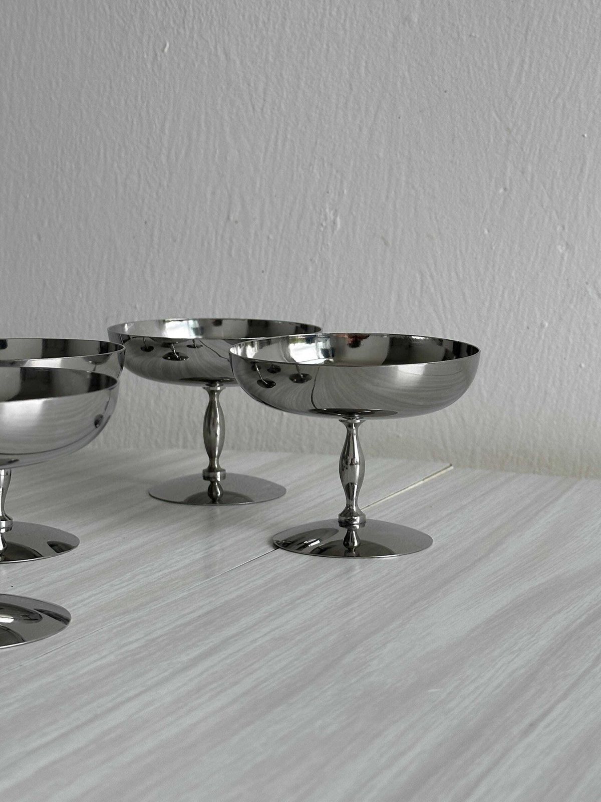 6 Matt Stainless Steel Footed Bowls, Letang Remy Style, French Made, Metal Tableware, Stainless Steel Bowls, Dessert Set, Gift photo furniture