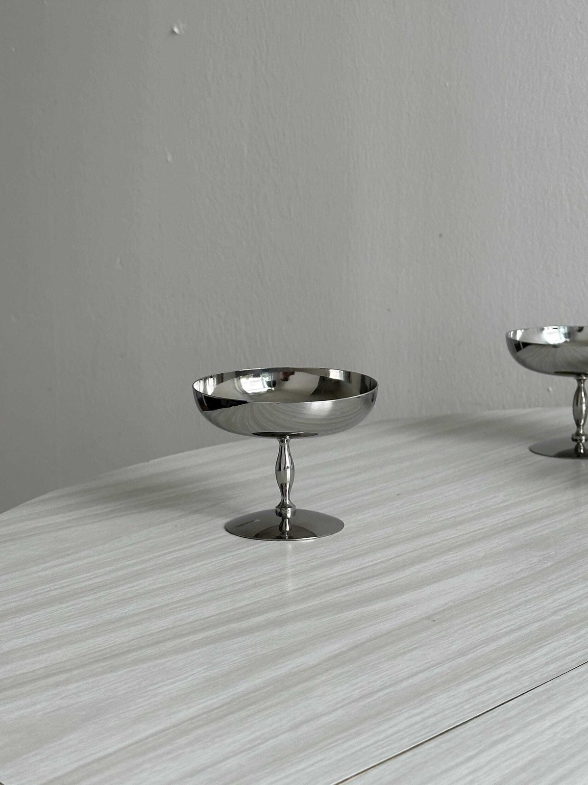 6 Matt Stainless Steel Footed Bowls, Letang Remy Style, French Made, Metal Tableware, Stainless Steel Bowls, Dessert Set, Gift photo for sale