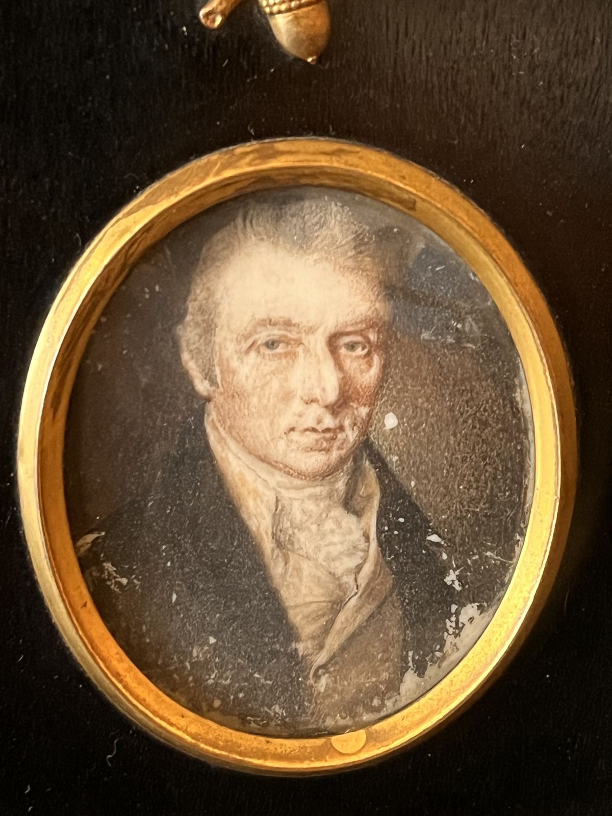 Art Georgian Framed Miniature Oil  Painting Of A Gentleman Dated 1804 photo