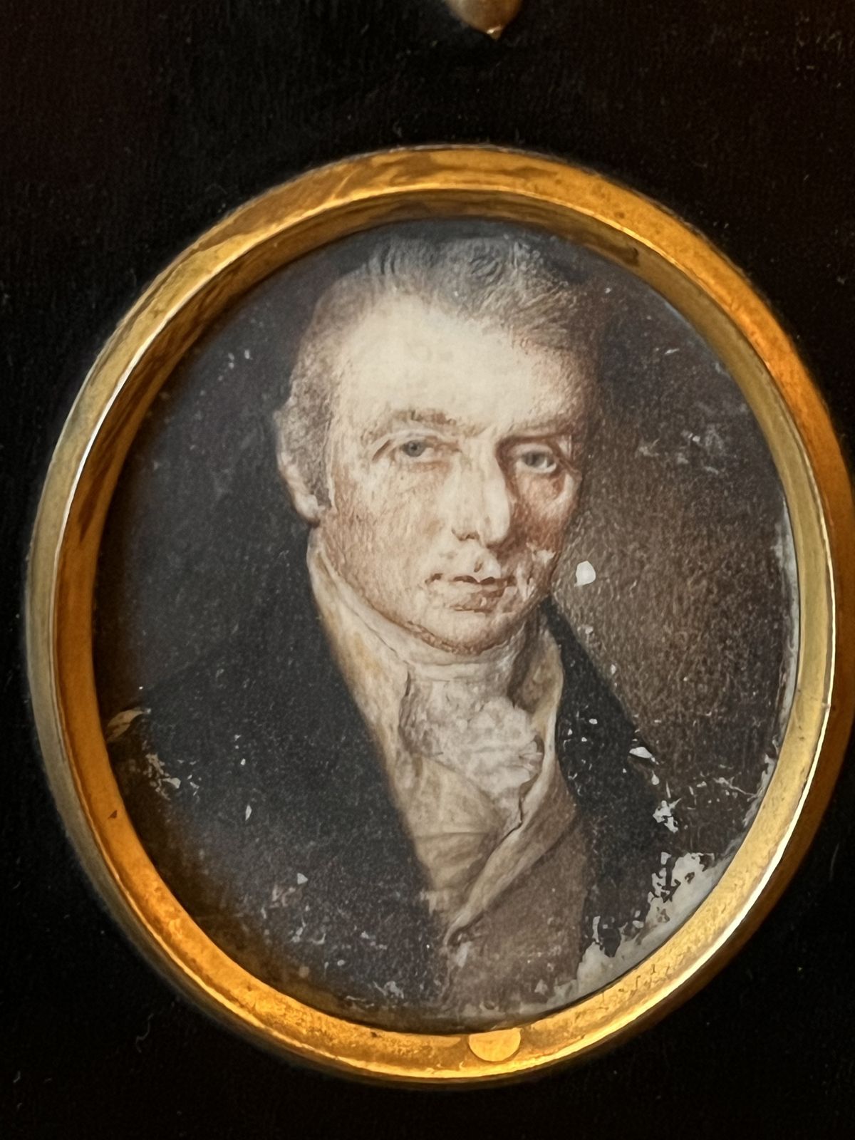 photo vinterior Georgian Framed Miniature Oil  Painting Of A Gentleman Dated 1804