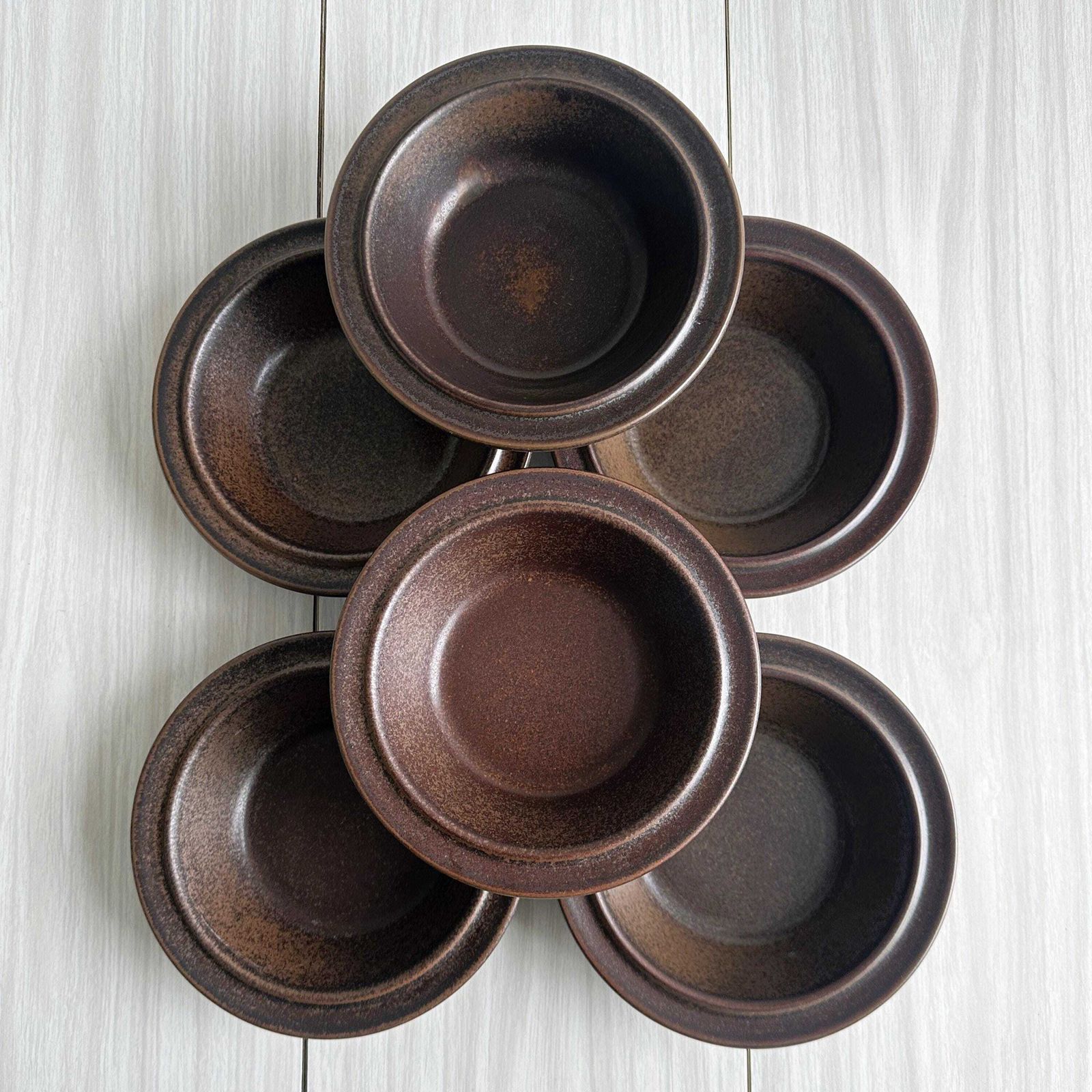 Set Of 6 Dark Brown Glazed Stoneware Bowls, Bowls For Starters Or Desserts, Raw And Elegant Table Decoration, Dark Elegant Table