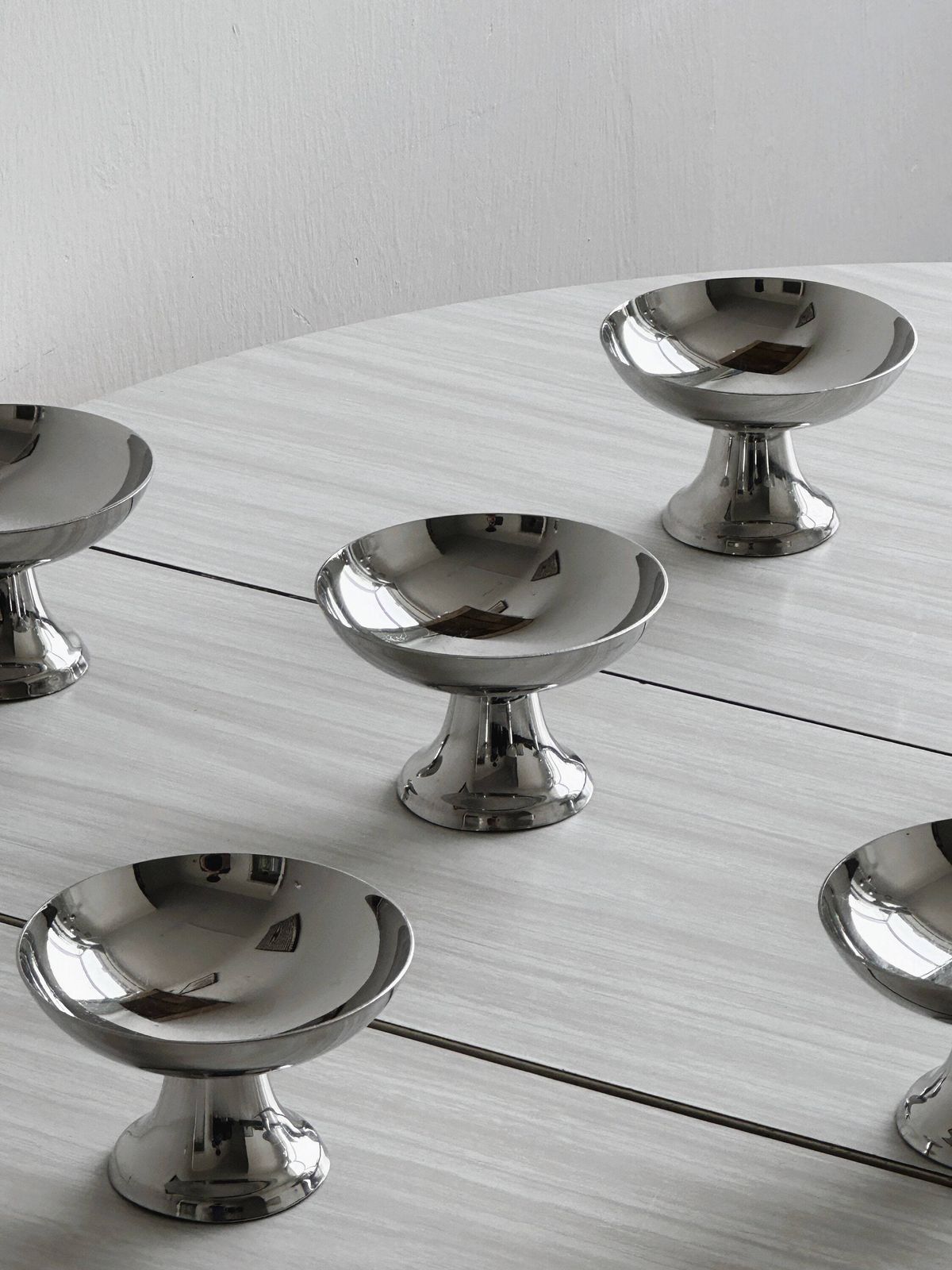 6 Stainless Steel Footed Bowls, French Made, Metal Tableware, Stainless Steel Bowl, Dessert Set, Vintage Gift, Letang Remy Style photo furniture