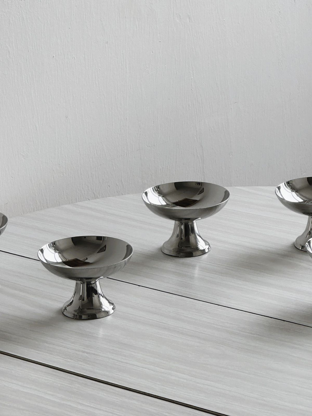 6 Stainless Steel Footed Bowls, French Made, Metal Tableware, Stainless Steel Bowl, Dessert Set, Vintage Gift, Letang Remy Style photo buy