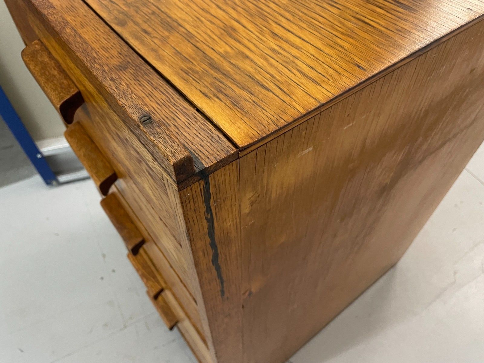 Vintage Mid Century Rustic Oak 5 Drawer School Office Chest Industrial Storage photo vintage