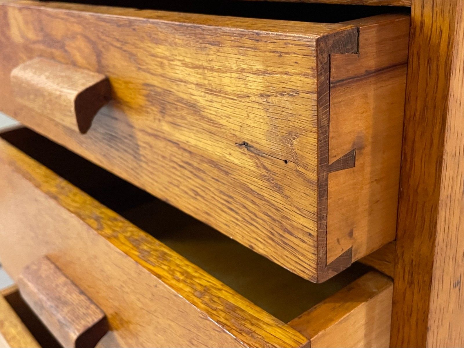 Furniture Vintage Mid Century Rustic Oak 5 Drawer School Office Chest Industrial Storage photo