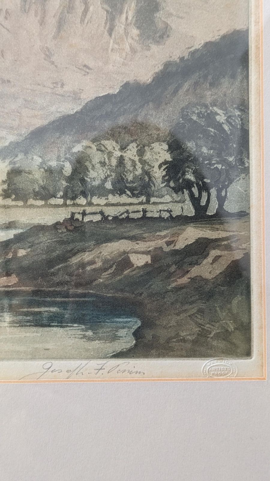Joseph F. Pimm Hand Signed Artist Proof Etching ‘Cador Idris’ Welsh Landscape Mountain Print” photo for sale