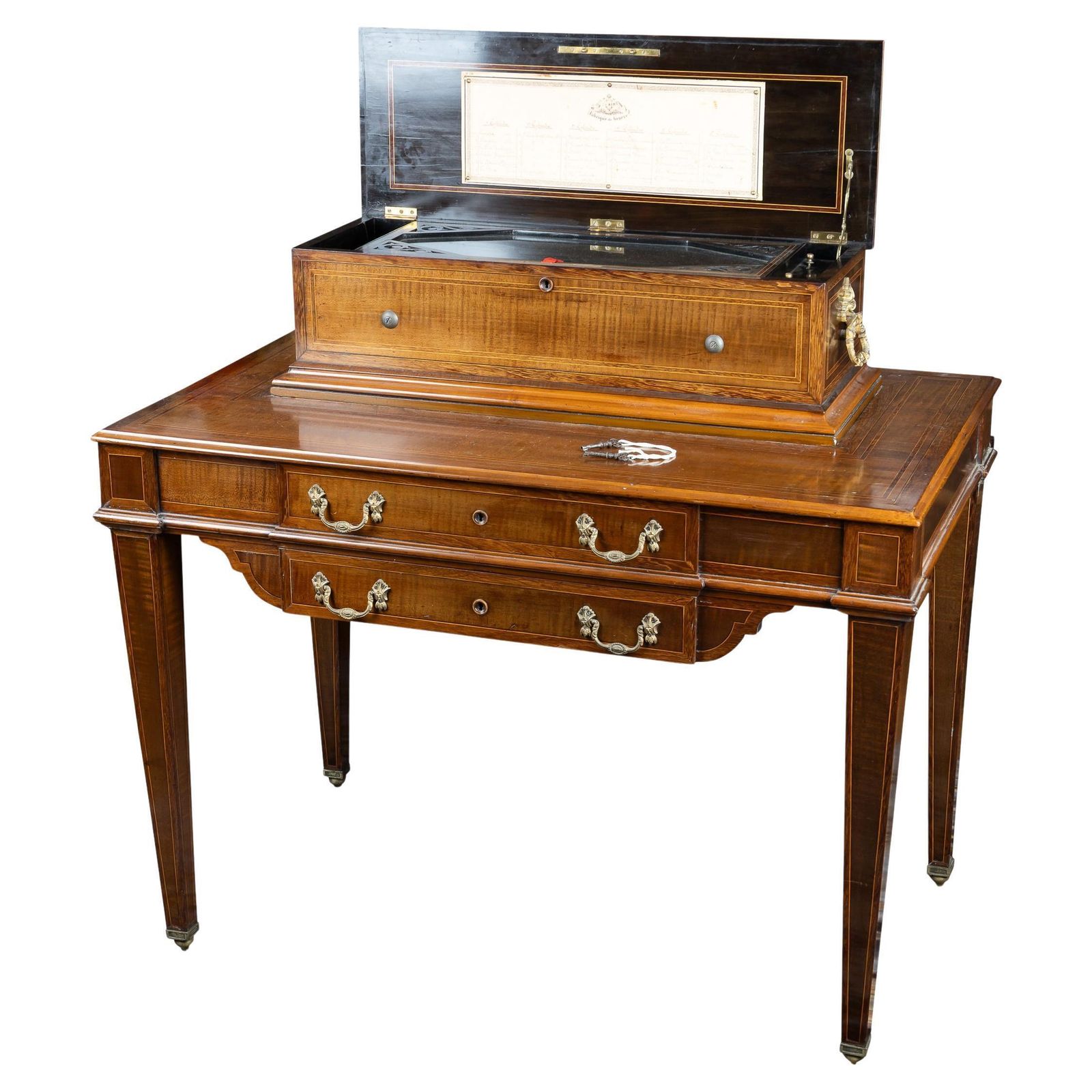 Antique 19thc Swiss Made Cylinder Music Box By Lecoultre Frères Of Geneva C.1880