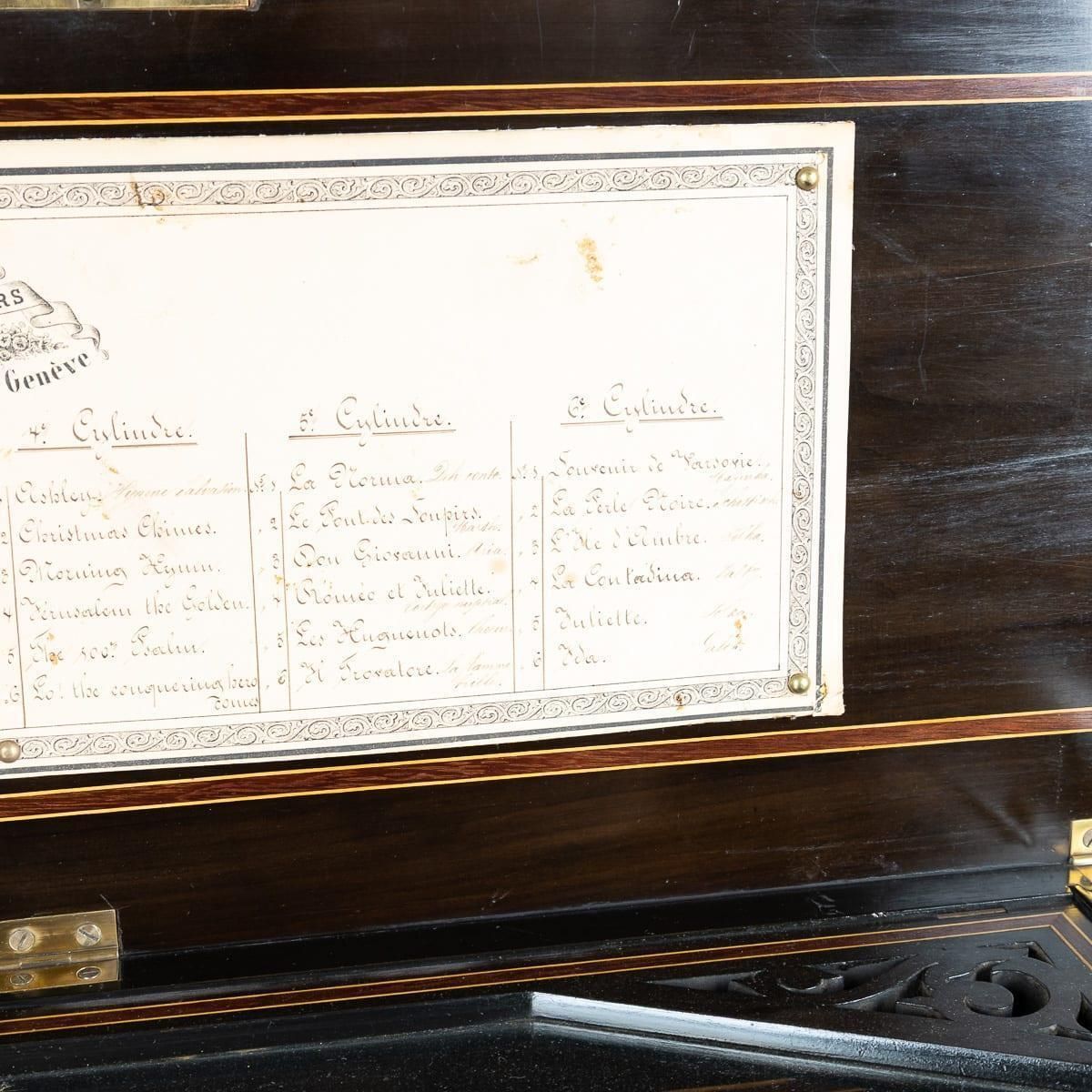 22511.0 Antique 19thc Swiss Made Cylinder Music Box By Lecoultre Frères Of Geneva C.1880 photo