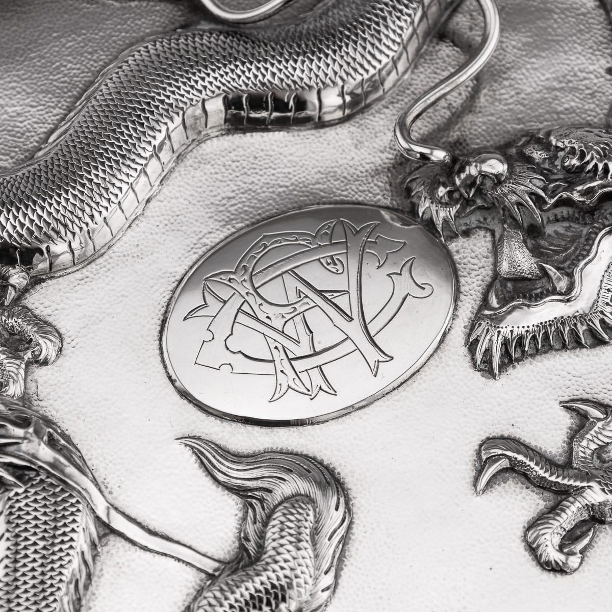 5112.0 Antique 20thc Chinese Solid Silver Dragon Cigar Box, Shanghai, Zeewo C.1900 photo