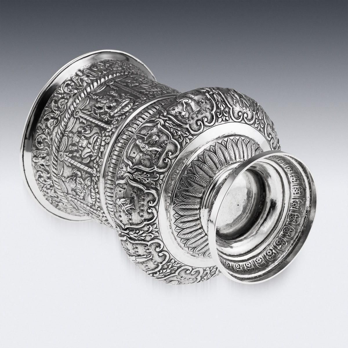 Antique 20thc Indian (Calcutta) Solid Silver Repoussé Vase, Dass & Dutt C.1900 photo buy
