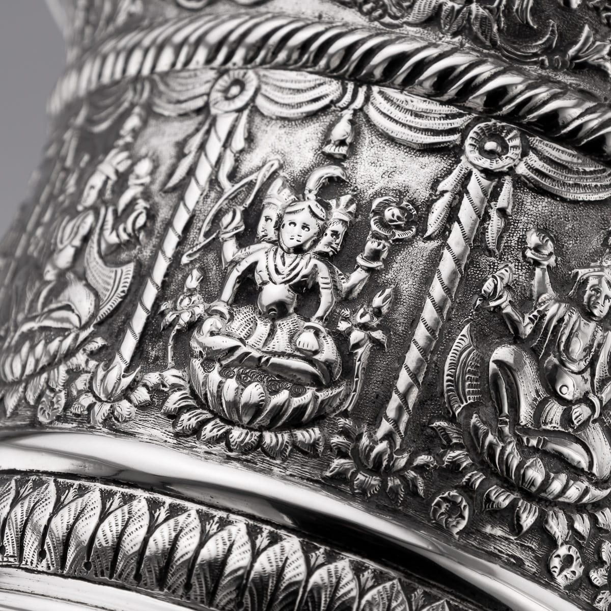 Home Decor Antique 20thc Indian (Calcutta) Solid Silver Repoussé Vase, Dass & Dutt C.1900 photo