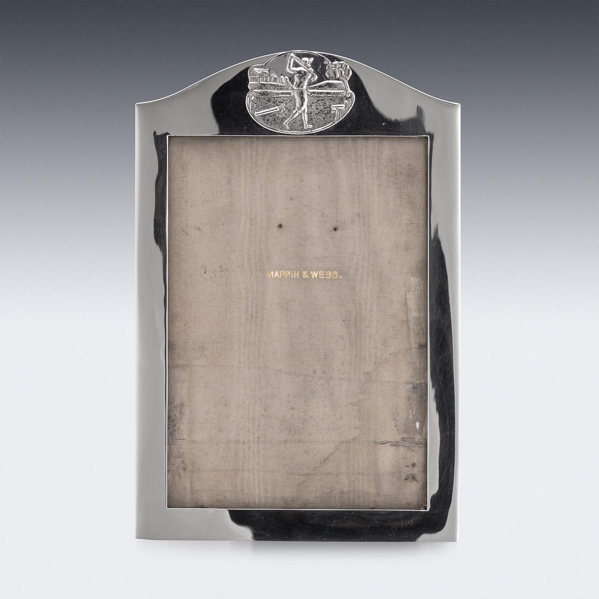 Antique 20thc English Solid Silver "Golfing" Photo Frame, Mappin & Webb C.1916 photo for sale