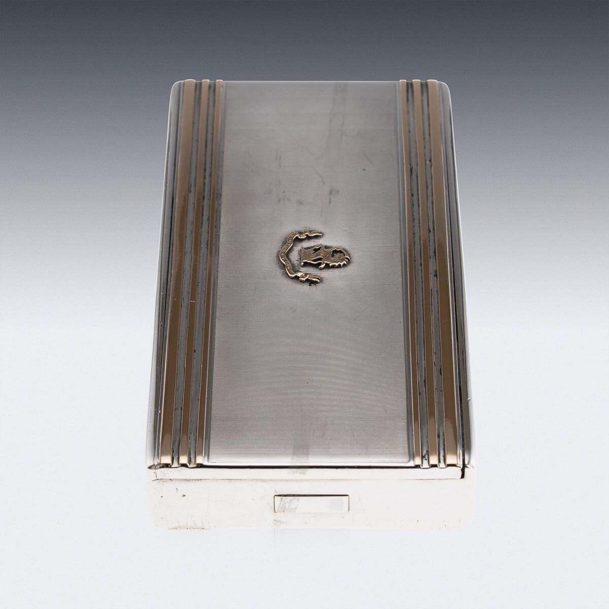 20thc English Solid Silver & 9k Gold Cigar Case By Cartier Of New Bond St C.1929 photo 3271.0