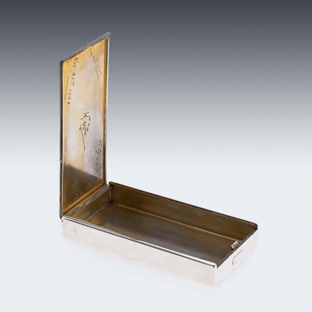 20thc English Solid Silver & 9k Gold Cigar Case By Cartier Of New Bond St C.1929 photo vintage