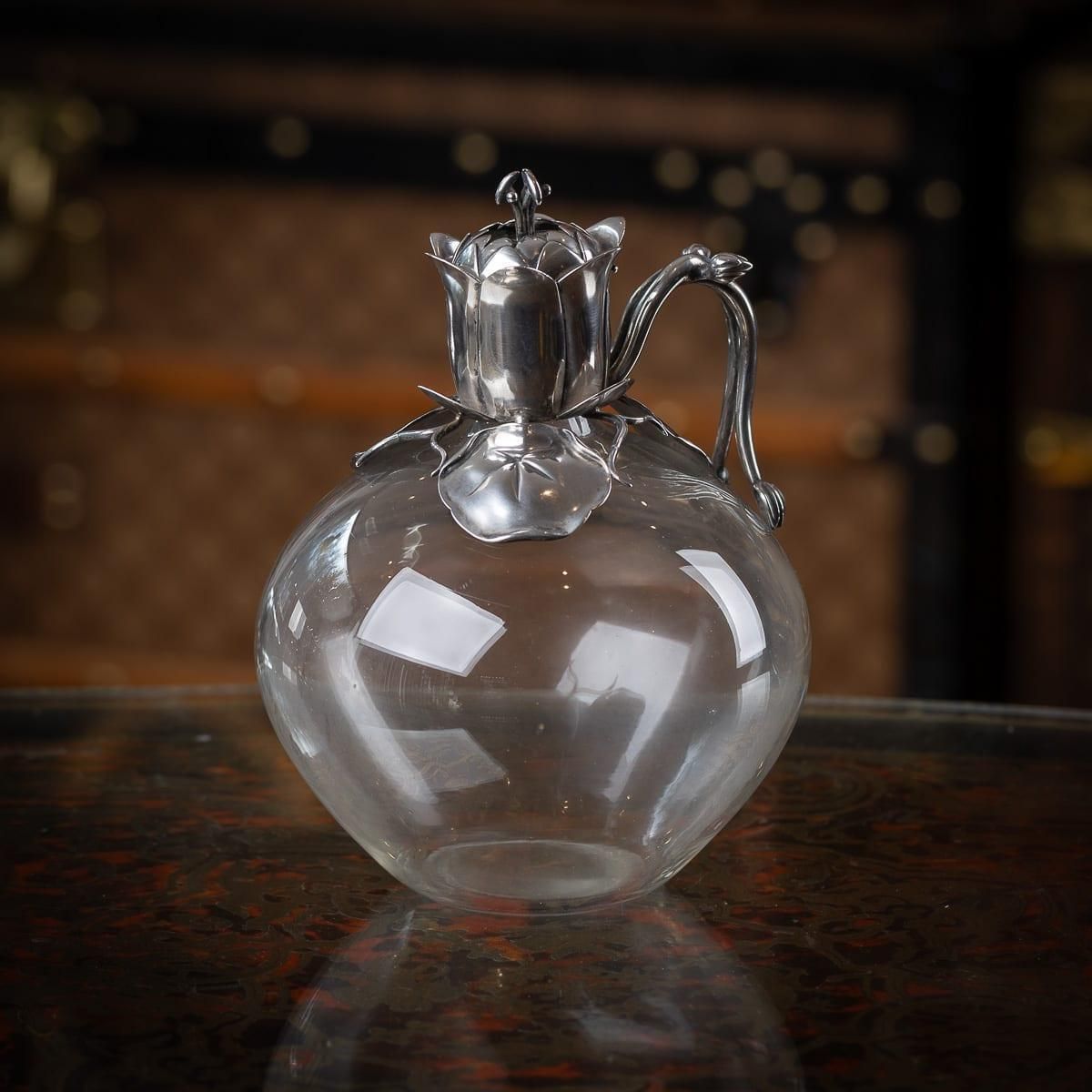 Antique 19th Century Victorian Solid Silver & Clear Glass Claret Jug C.1884 photo furniture