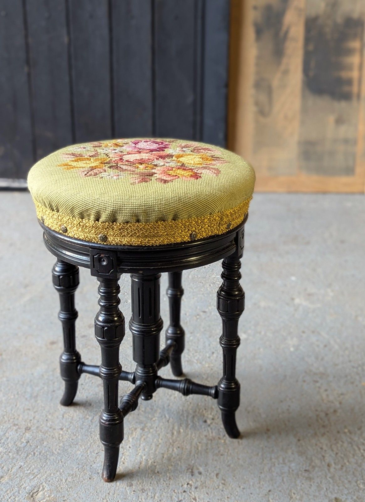 Antique Revolving Piano Stool Aesthetic Period Charles Wadman