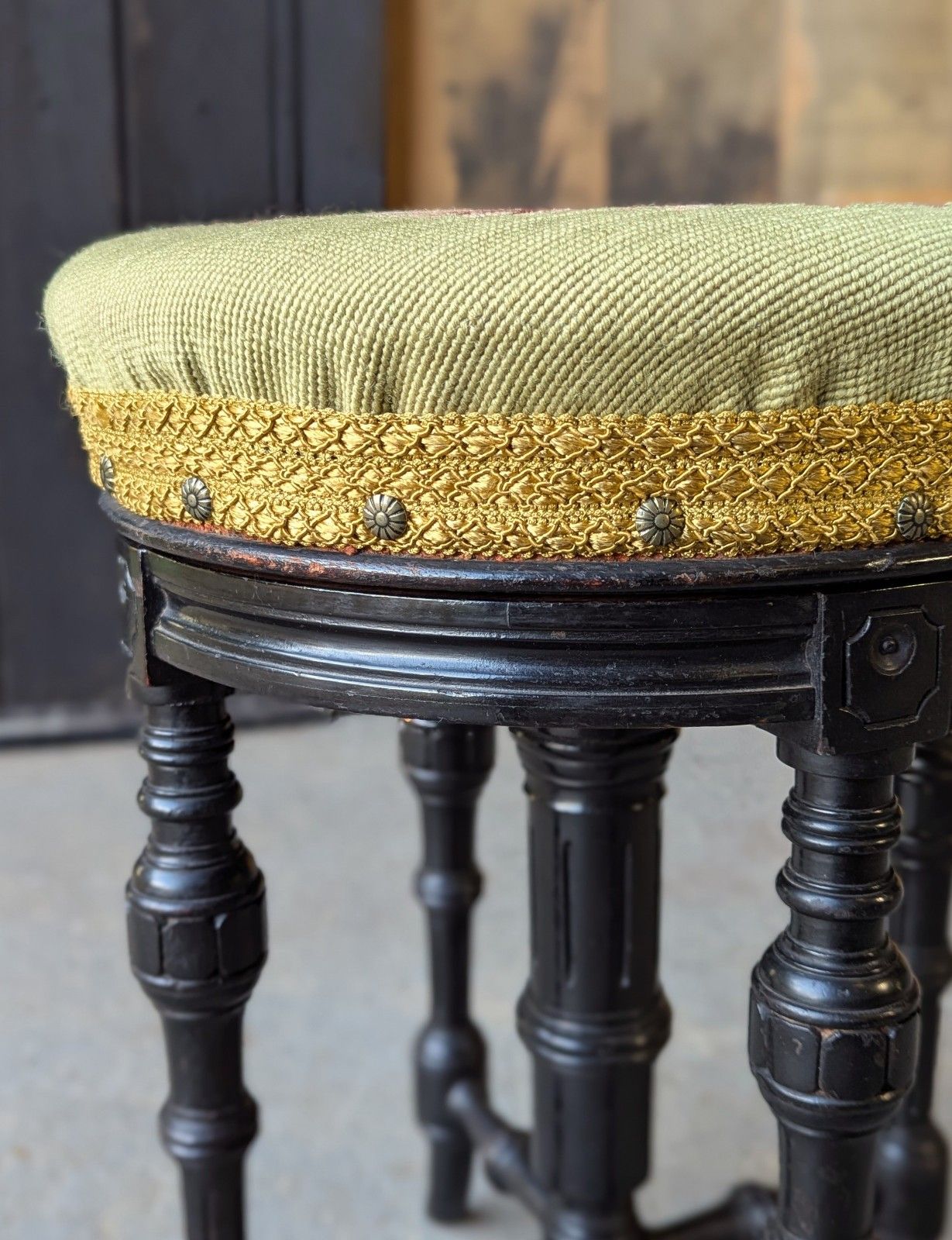 Furniture Antique Revolving Piano Stool Aesthetic Period Charles Wadman photo