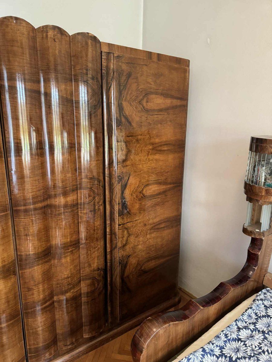 Art Deco Walnut Wardrobe, Central Europe, 1930s photo 4760.0
