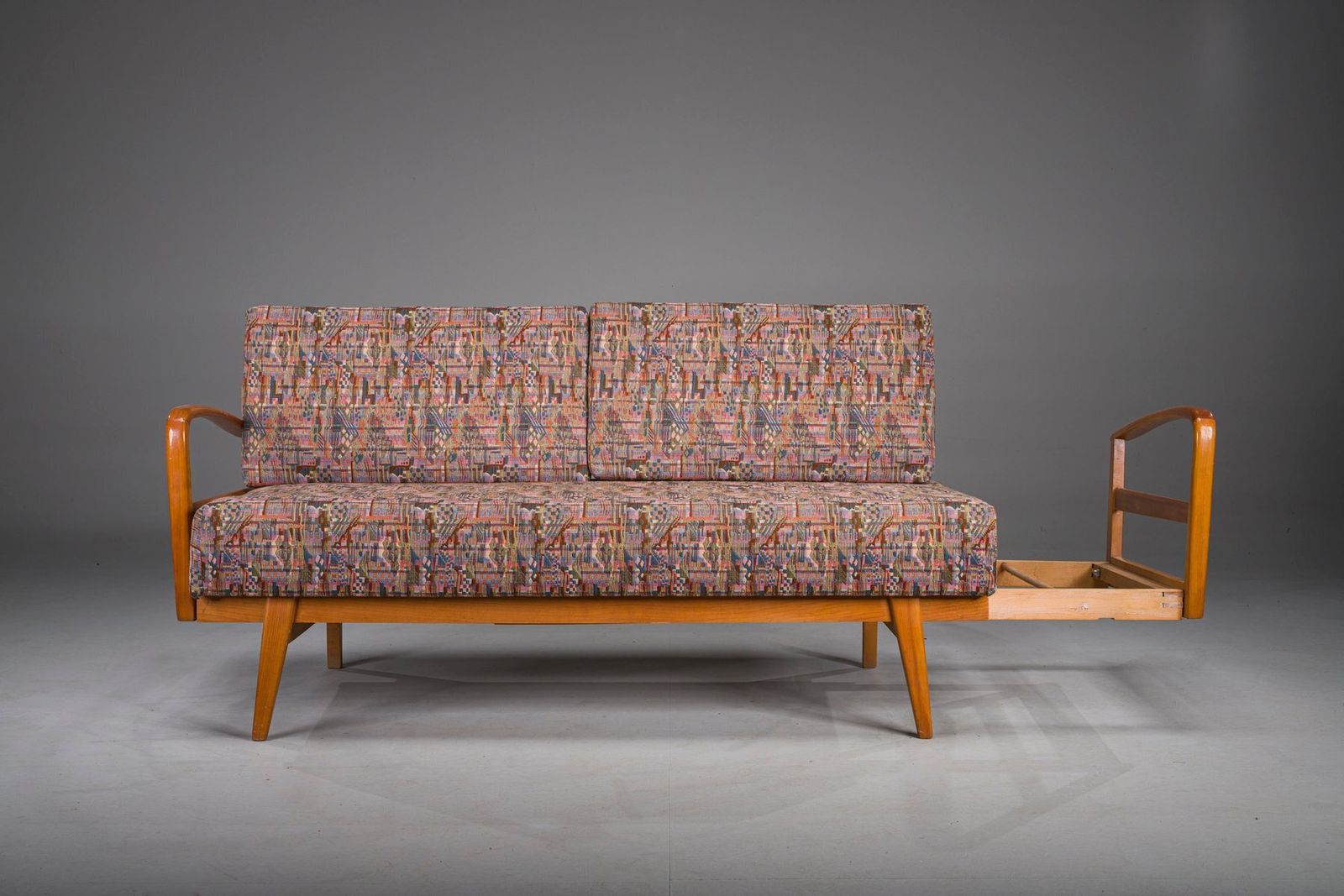 Vintage Cherrywood And Wool Daybed From Knoll Antimott, 1950s 1960s photo Furniture