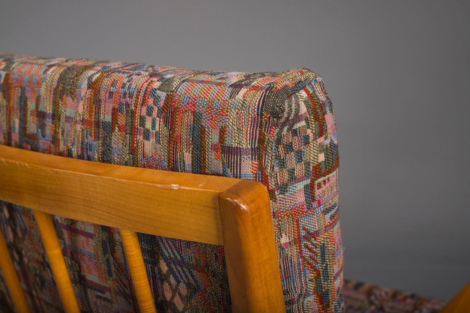 Vintage Cherrywood And Wool Armchairs From Knoll Antimott, 1950s 1960s, Set Of 2 photo vinterior