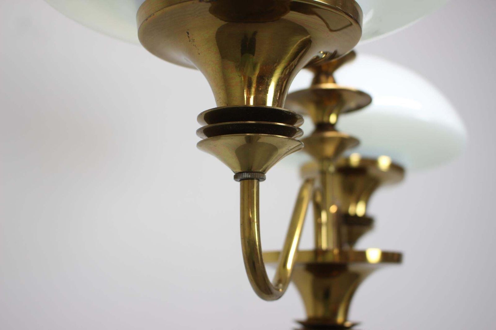 Mid Century Brass Chandelier From Jablonec Glassworks , 1970s, Czechoslovakia photo buy