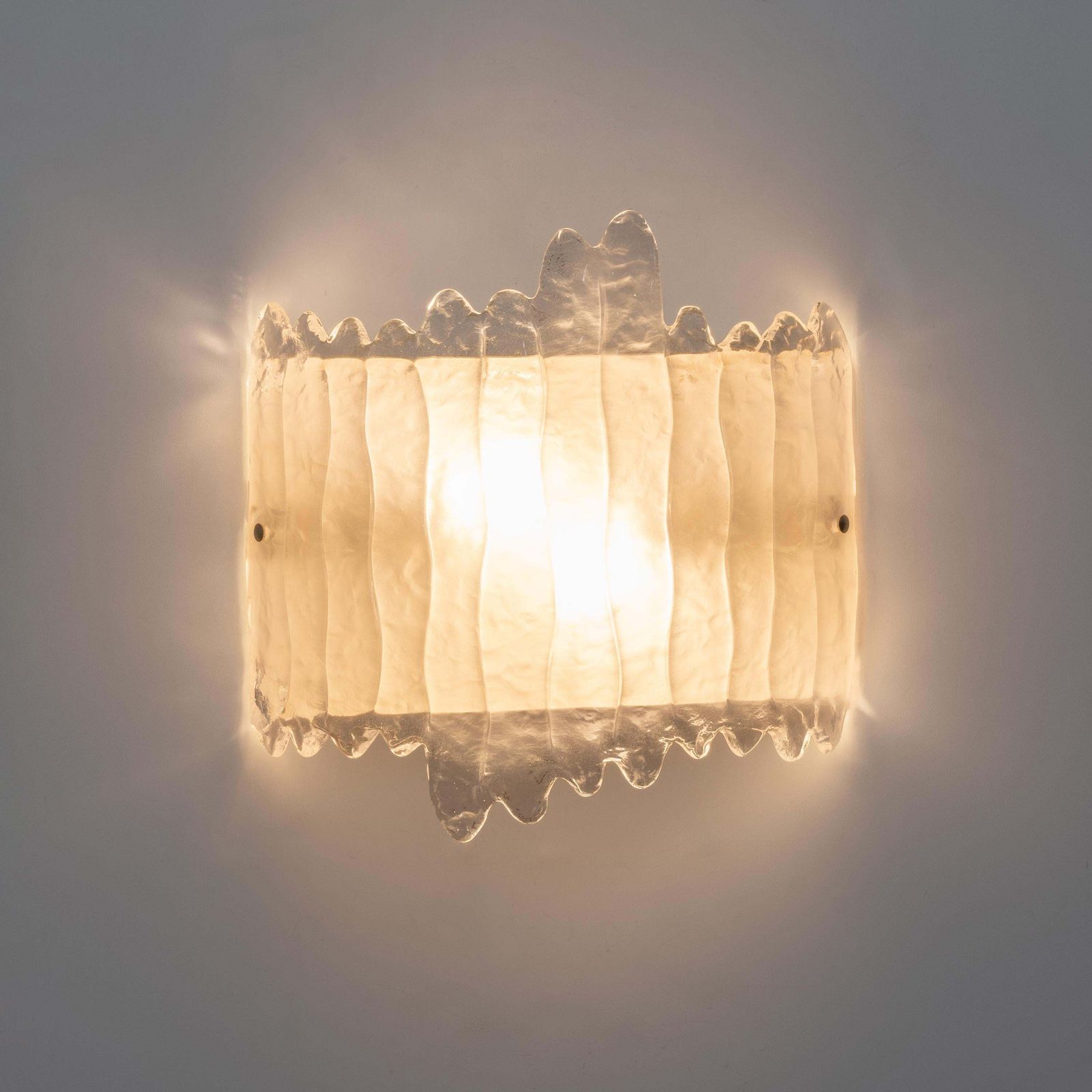 Pair Of Modern Italian Murano Glass And Brass Glacier Wall Sconces photo Lighting