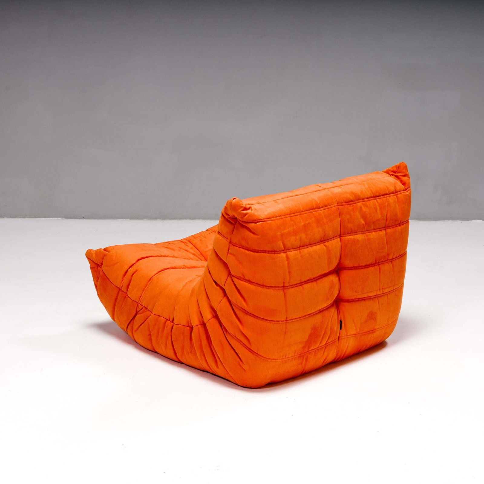 Ligne Roset By Michel Ducaroy Togo Orange Armchair And Footstool, Set Of Two photo for sale