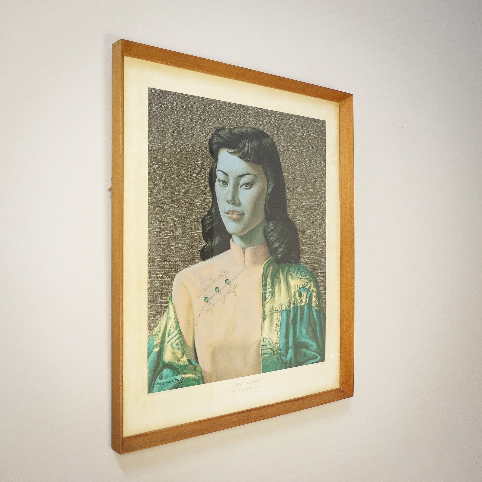 Miss Wong In Teak Frame 1970s Print By Tretchikoff photo furniture