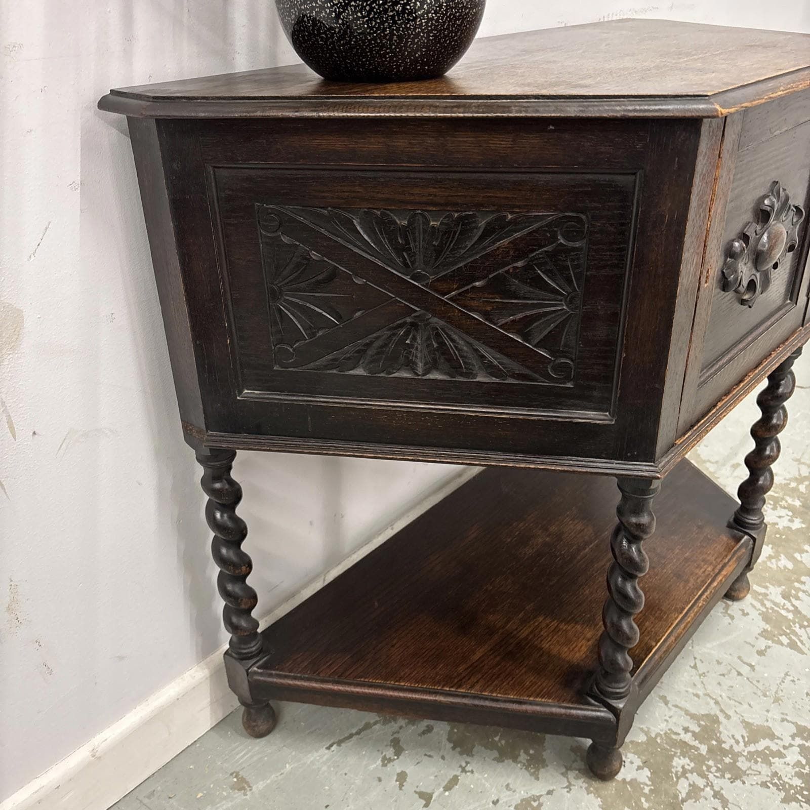 Vintage Oak Credence Table With Barley Twist Legs photo buy