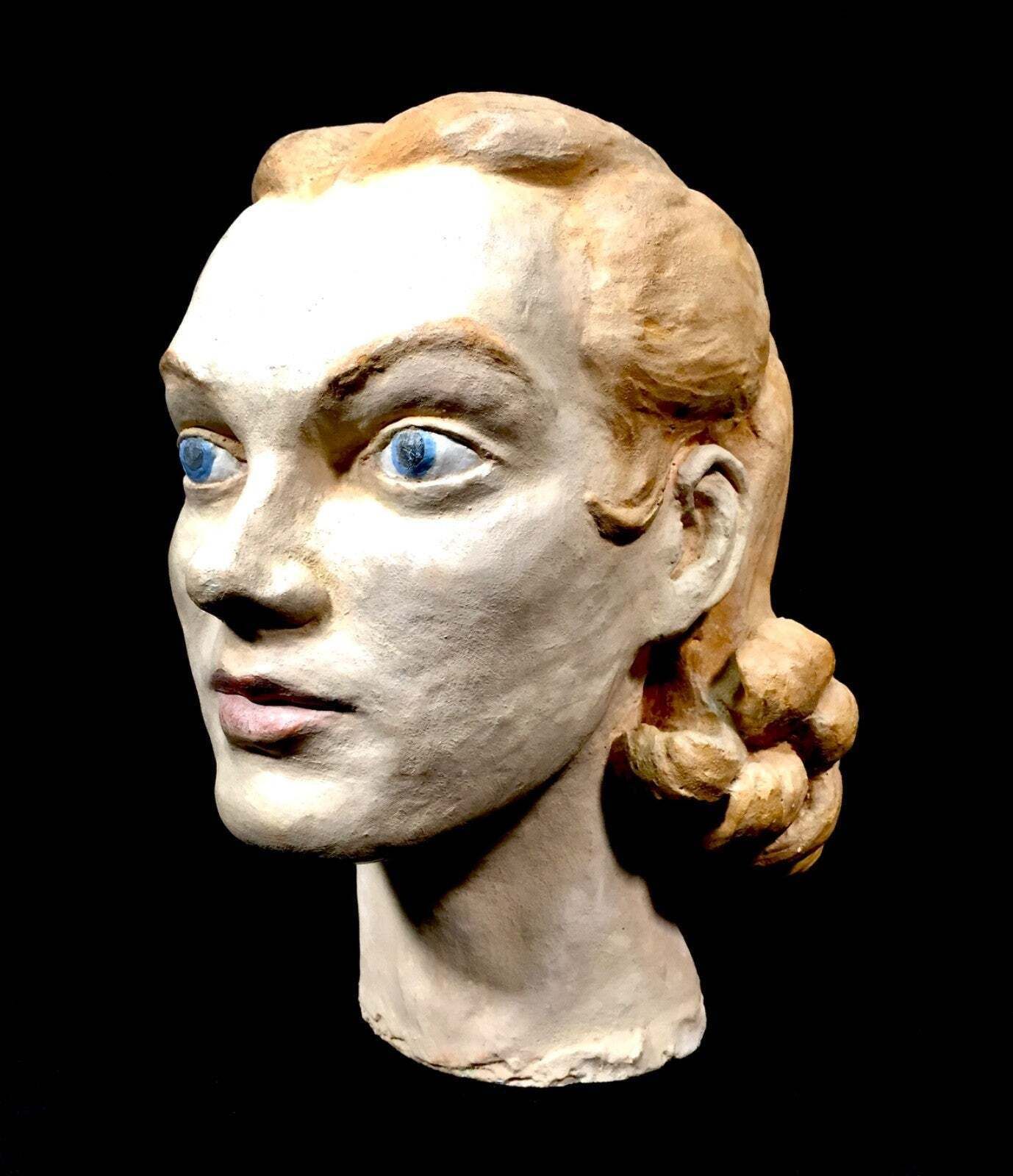 Vintage Plaster Bust Sculpture By Artist William Dench / Mannequin Antique Style photo furniture