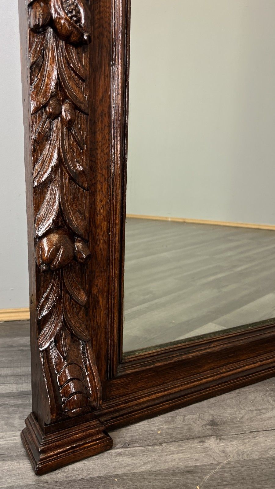 Home Decor Antique French Oak Wall Mirror With  Carved Frame Wall Decor 197cm  Lot 4352 photo