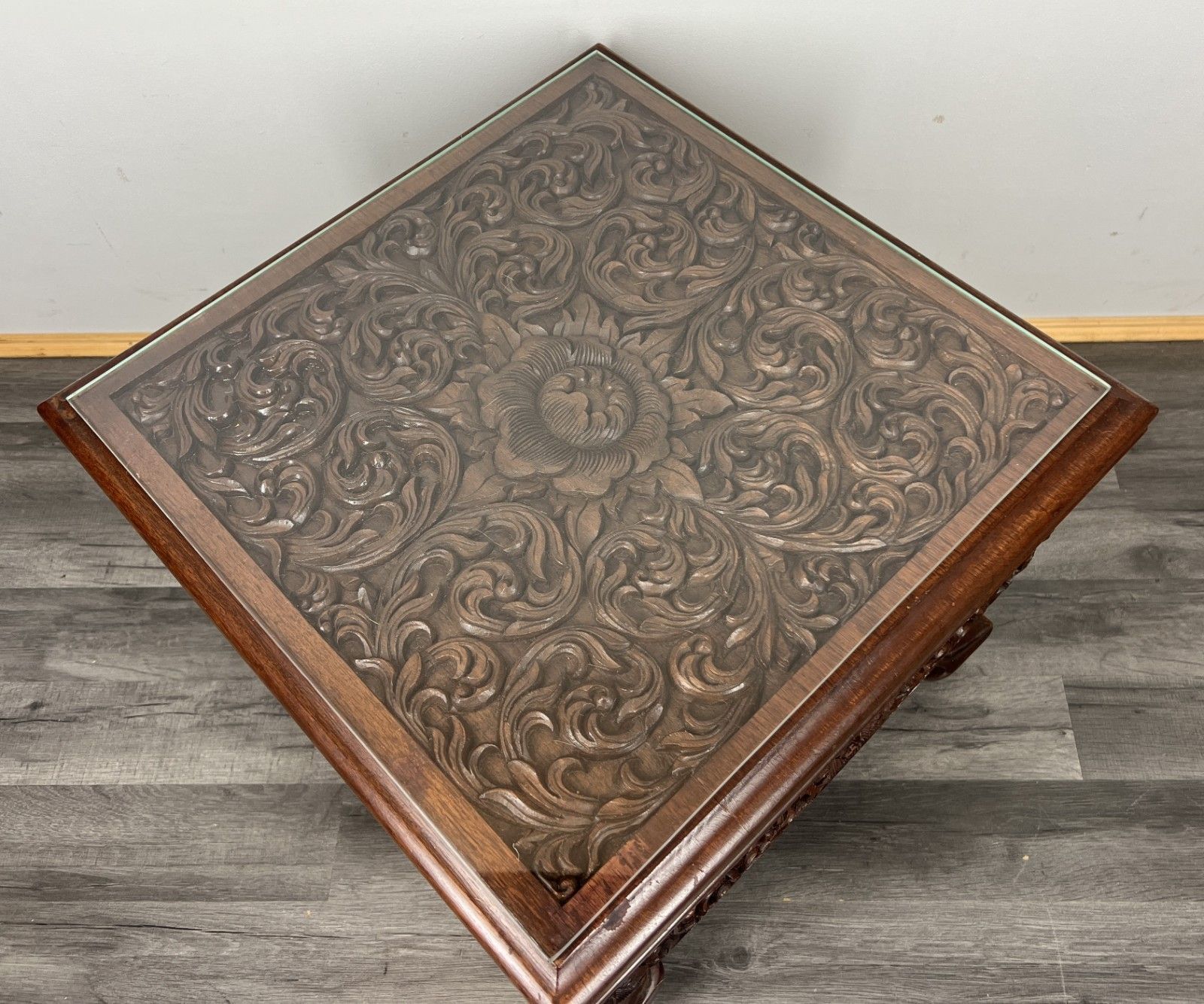 Coffee Table Plant Stand Vintage Chinese Mahogany Hand Ornate Carved  Lot 4328 photo vintage