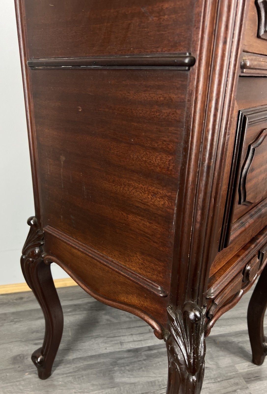 Furniture Bedside Table Antique French Marble Top Walnut Carved Cabinet Lot 4334 photo