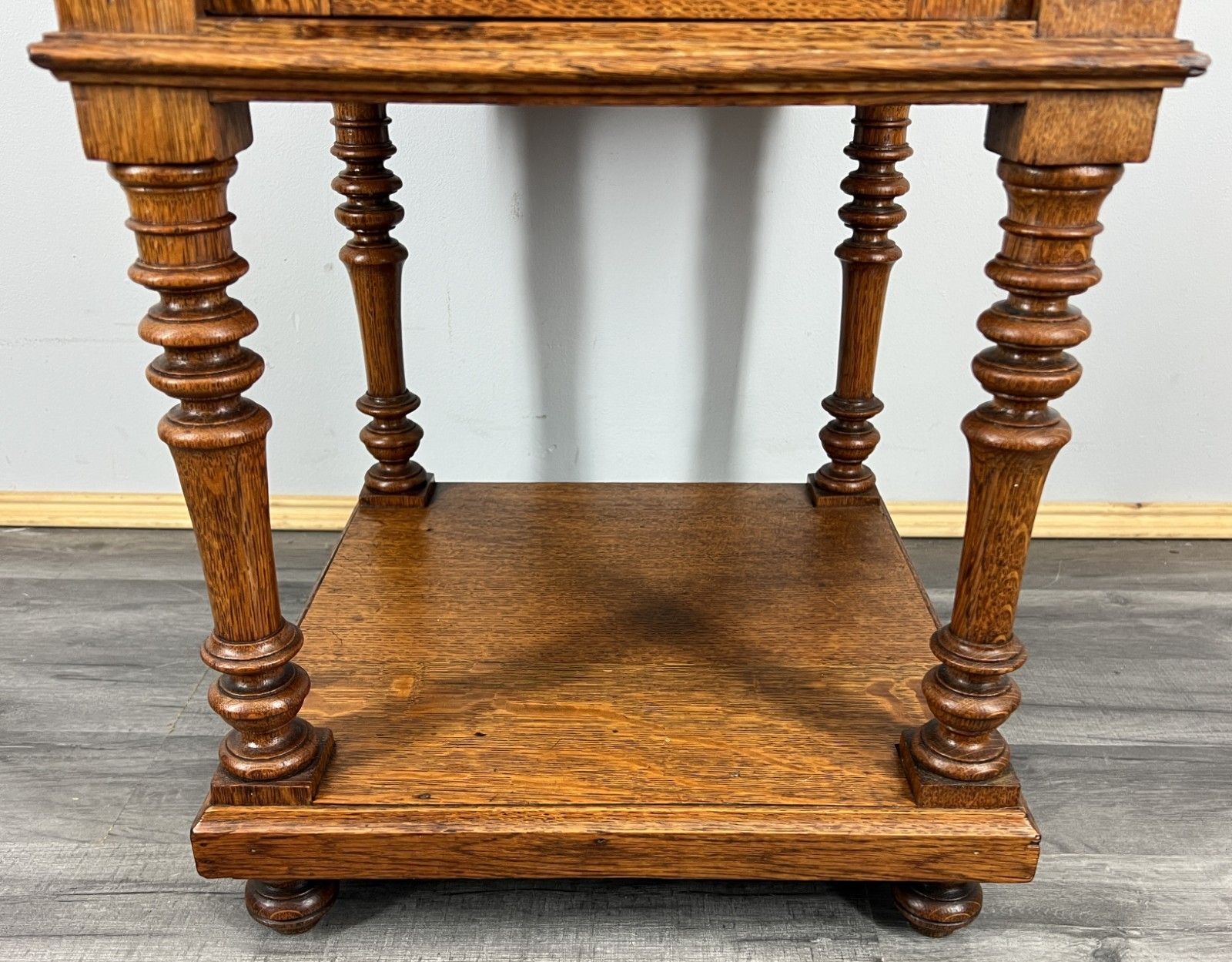 Bedside Table Antique French Oak With Marble Top Carved Cabinet Lot 4335 photo vinterior