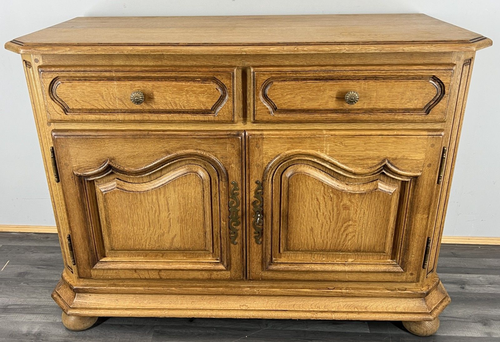 Cabinet Vintage French Oak 2 Door Carved Sideboard With Drawers Lot 4399 photo for sale