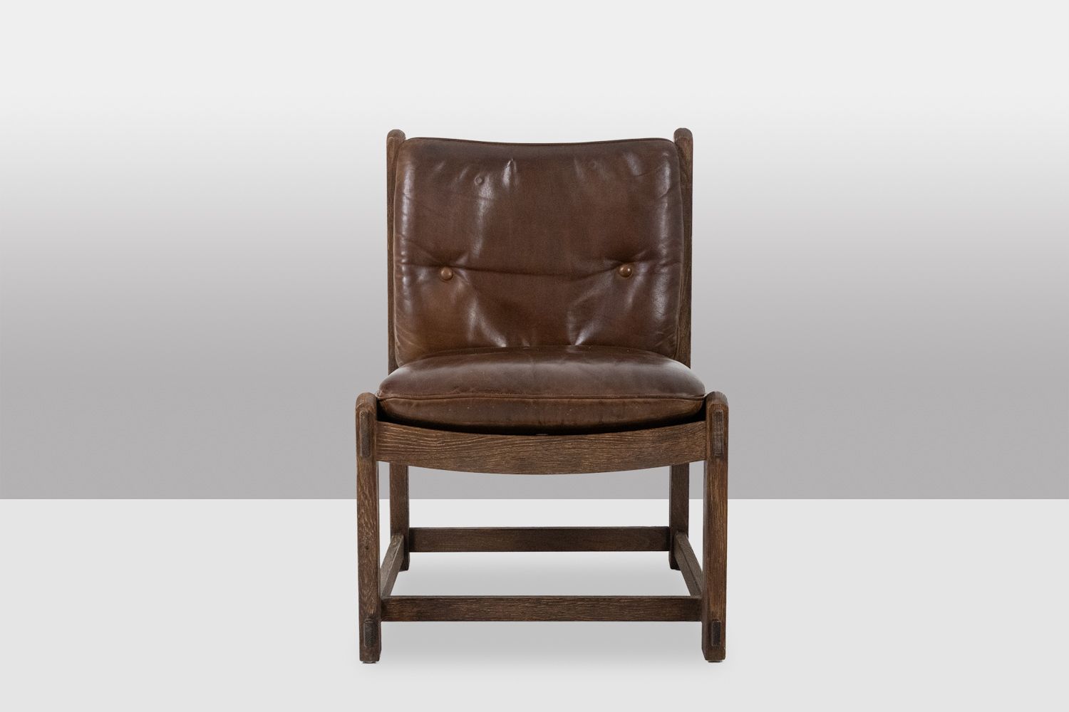 Pair Of Oak Fireside Chairs, Upholstered In Leather, 1960s photo furniture