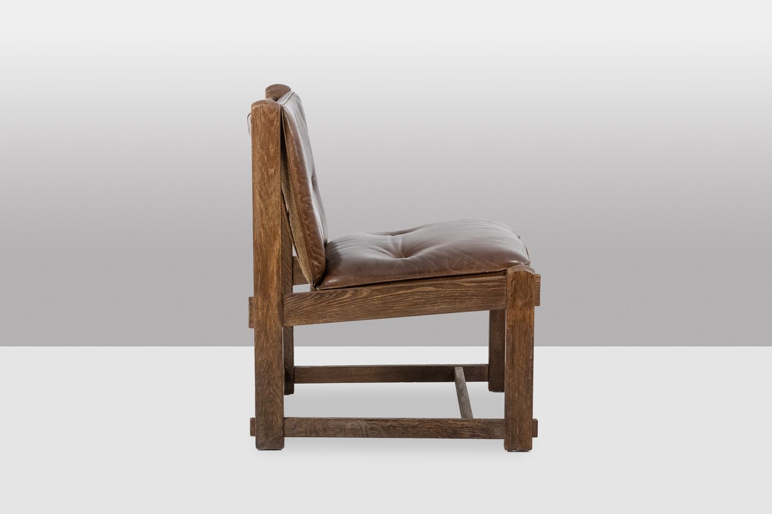 Pair Of Oak Fireside Chairs, Upholstered In Leather, 1960s photo buy
