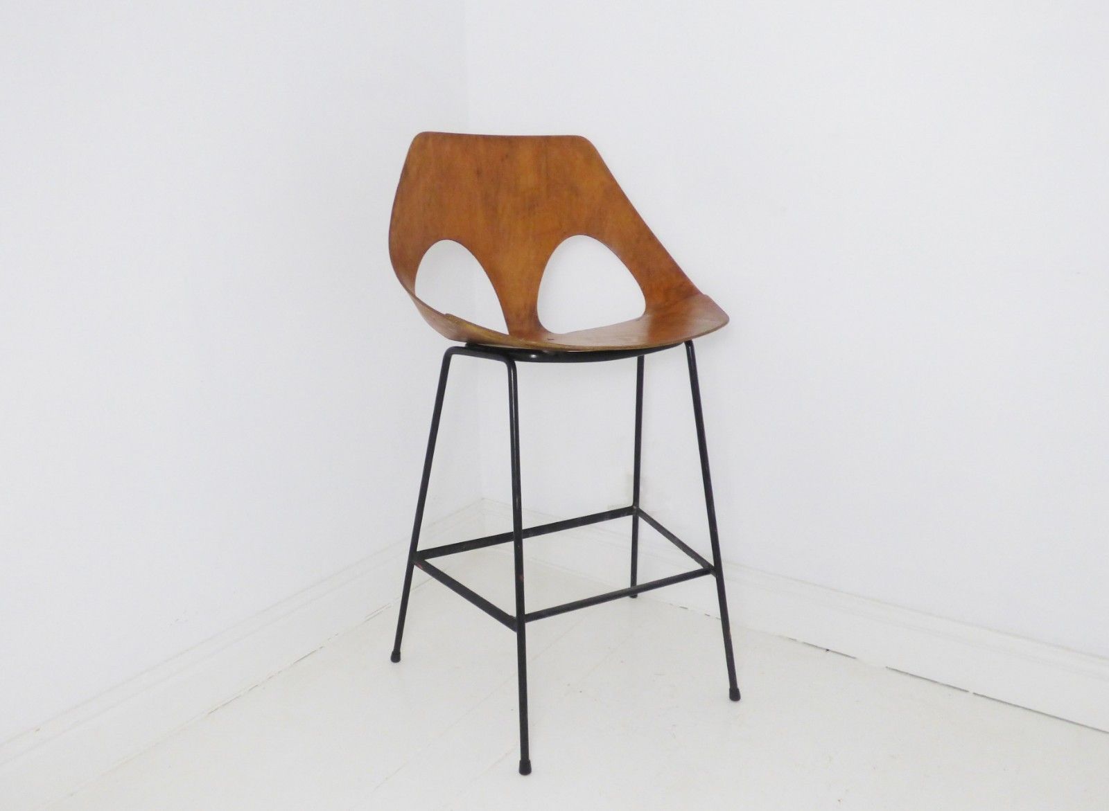 Stunning Vintage Rare Frank Guille Kandya Bentwood Jason Bar Stool Chair