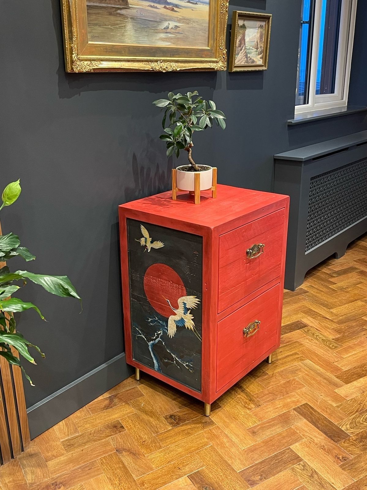 Hand Painted Recycled Wooden 2 Drawer Filing Cabinet photo vinterior