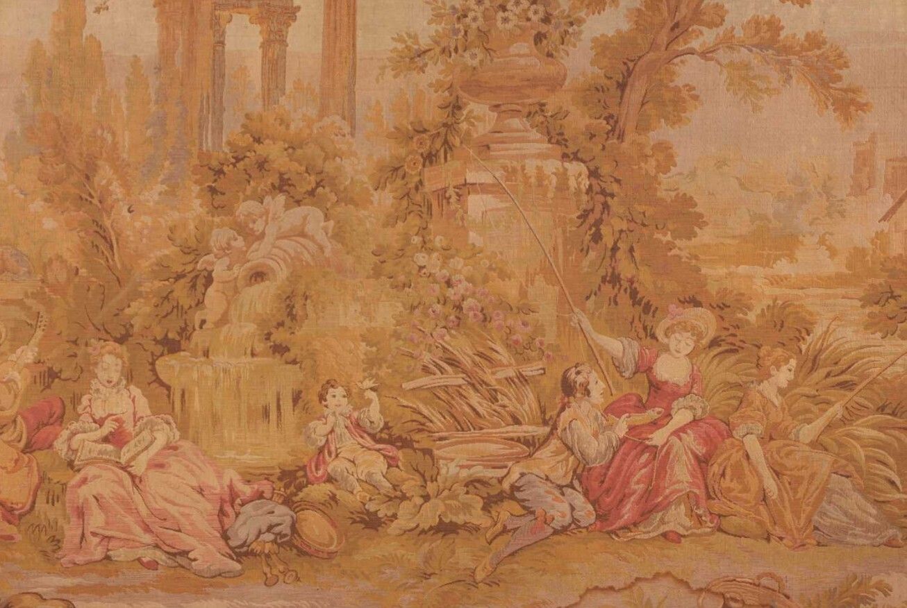 Very Large 18th Century Framed French Woven Tapestry(200 X 128 Cm) photo vintage