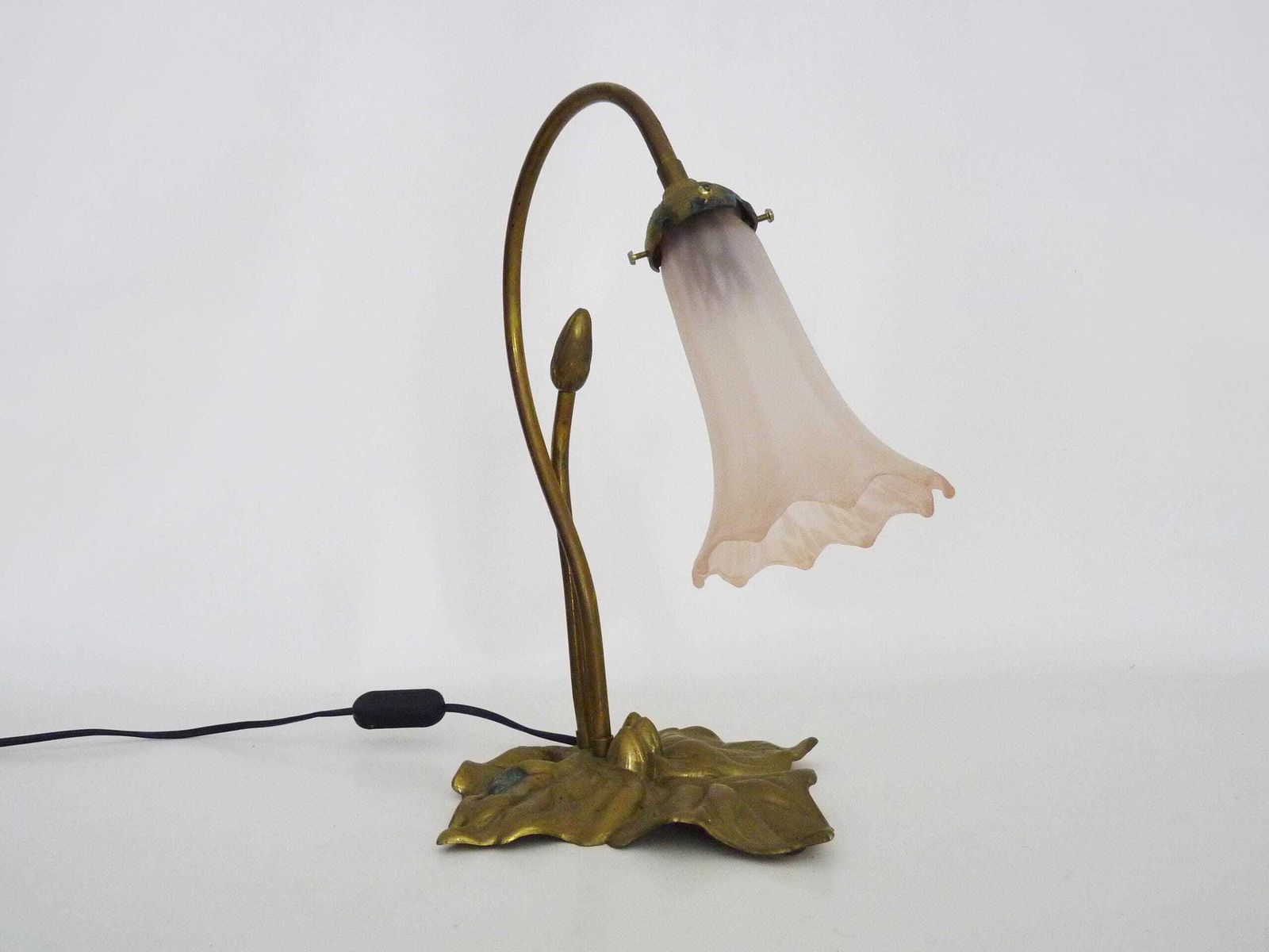 Magnificent Water Lily Floor Lamp With Pink Tulips, Art Deco Style, 1980s