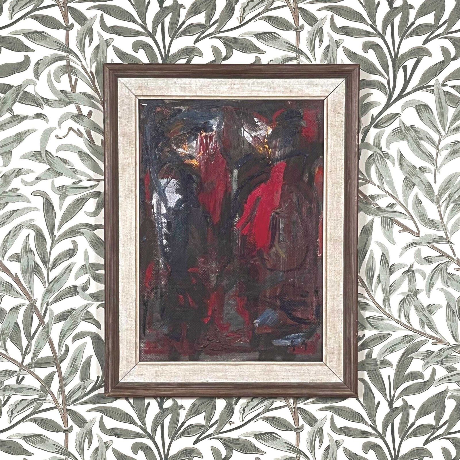 Abstract, 1958, Swedish Artist Gustav Gunnarsson, Oil Painting On Board photo furniture